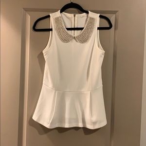 Soprano beaded collar peplum sleeveless top!